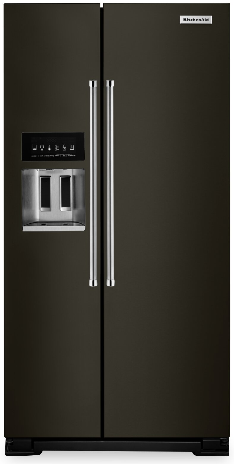 KitchenAid 24.8 Cu. Ft. Side-by-Side Refrigerator - KRSF705HBS - Refrigerator in Black Stainless Steel with PrintShield Finish