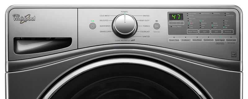 Whirlpool 5.2 Cu. Ft. Front-Load Washer and 7.4 Cu. Ft. Gas Steam Dryer – Stainless Steel
