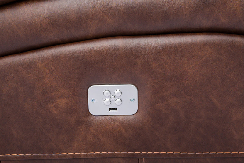 Kory Leather-Look Fabric Power Reclining Sofa – Pecan