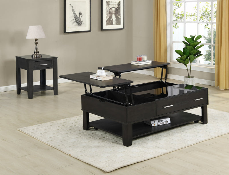 Landon 20\" Modern End Table with Storage and Shelf - Dark Brown  with USB