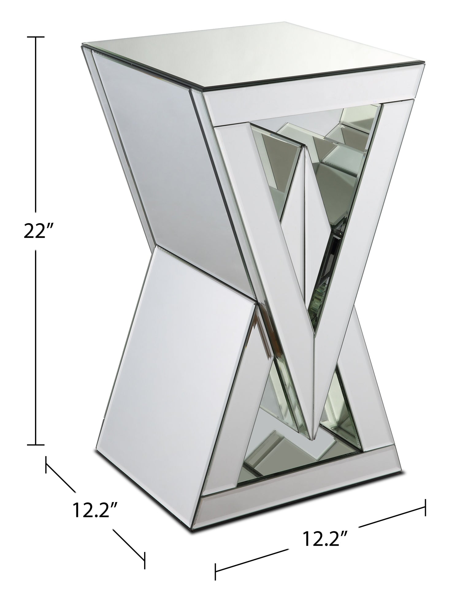 Mirrored Side Table Diamond Silver