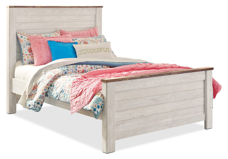 Willowton Full Bed - Country style Bed in White Engineered Wood and Laminate Veneers