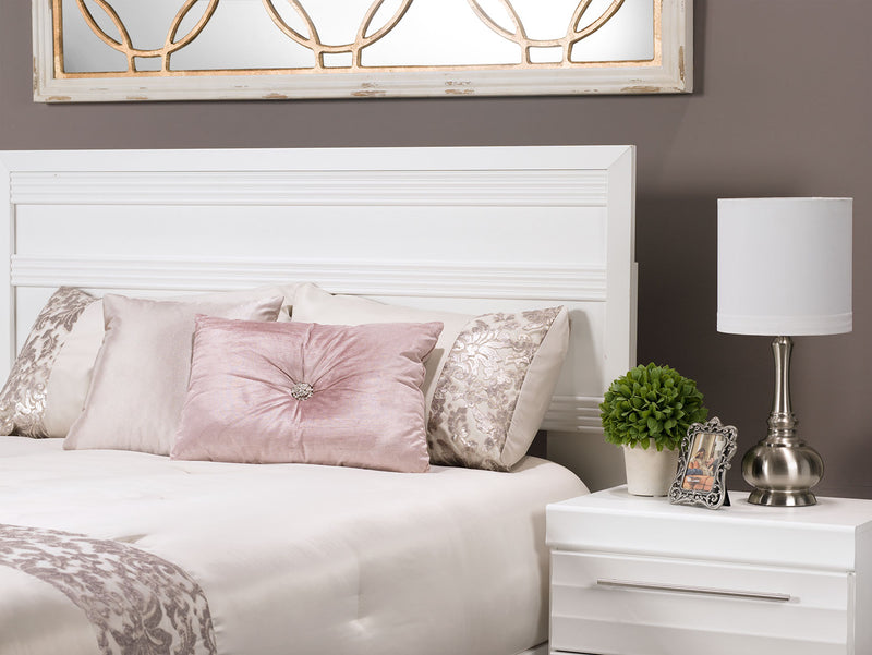 Olivia 6pc Bedroom Set with Storage Bed, Dresser, Mirror & Nightstand, Made in Canada, White - Full Size