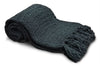 Knit Throw with Fringe - Black