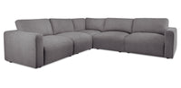 Kort & Co. Lotus Modular 5-Piece Chenille Fabric Sectional with Feather Down Cushions - Charcoal Grey 