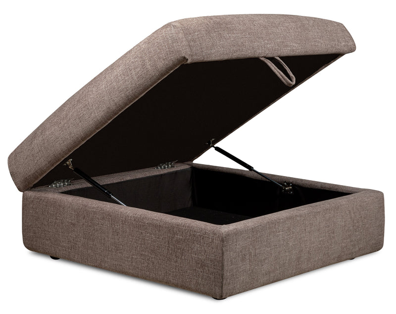 Kort & Co. Lotus Modular 38\" Chenille Fabric Storage Ottoman with Feather Down Cushion - Coffee Brown