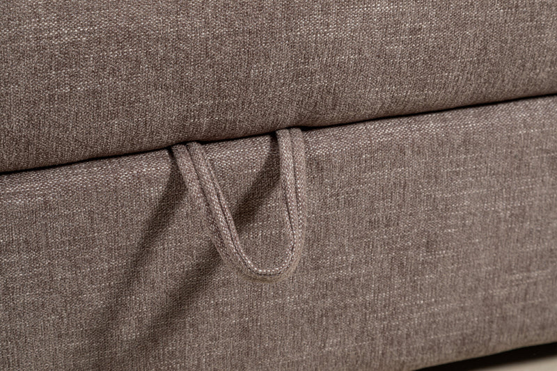 Kort & Co. Lotus Modular 38\" Chenille Fabric Storage Ottoman with Feather Down Cushion - Coffee Brown