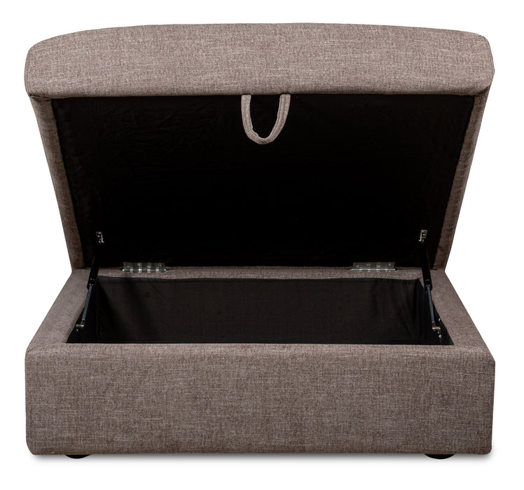 Kort & Co. Lotus Modular 38\" Chenille Fabric Storage Ottoman with Feather Down Cushion - Coffee Brown