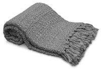 Knit Throw with Fringe - Grey