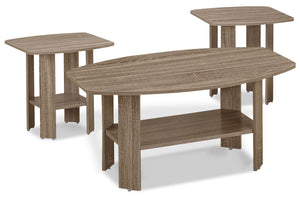Rosario 3-Piece Coffee and Two End Tables Package - Dark Taupe|Ensemble de table à café et deux tables de bout Rosario 3 pièces - taupe foncé|ROSTP3PK