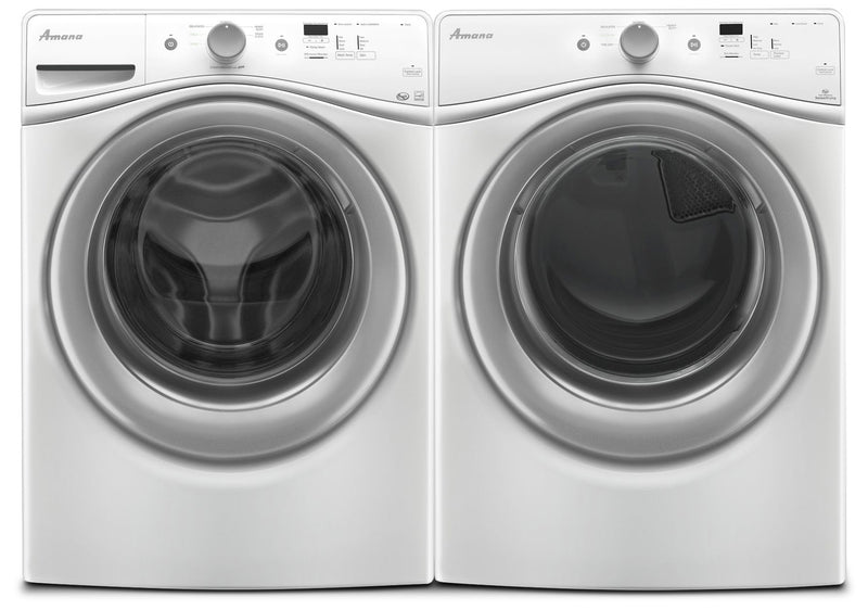 Amana 4.8 Cu. Ft. Front Load Washer and 7.4 Cu. Ft. Gas Dryer - White