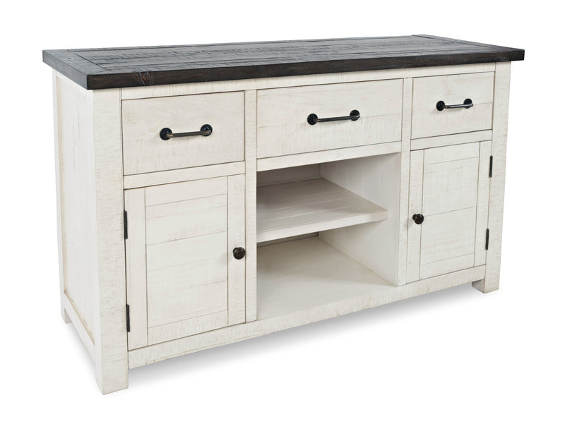 Madison 50" TV Stand - White - Rustic style TV Stand in White and brown
