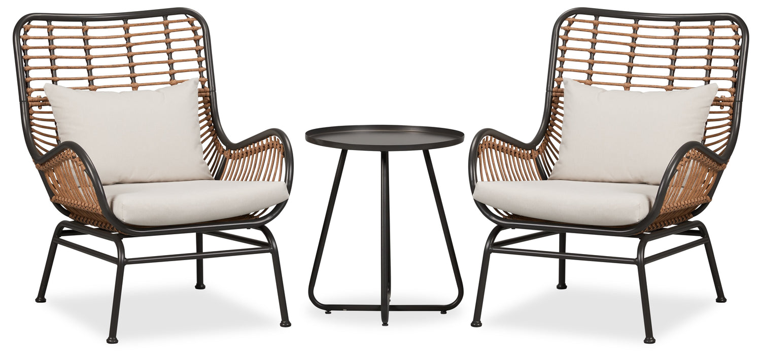 Maki 3-Piece Outdoor Patio Conversation Set with Chairs Round