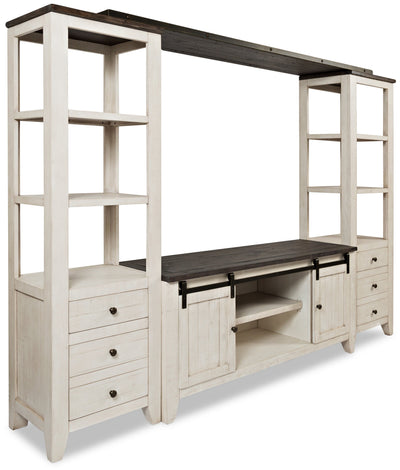 Madison Barn-Door 4-Piece Entertainment Centre with 60" TV Opening - White