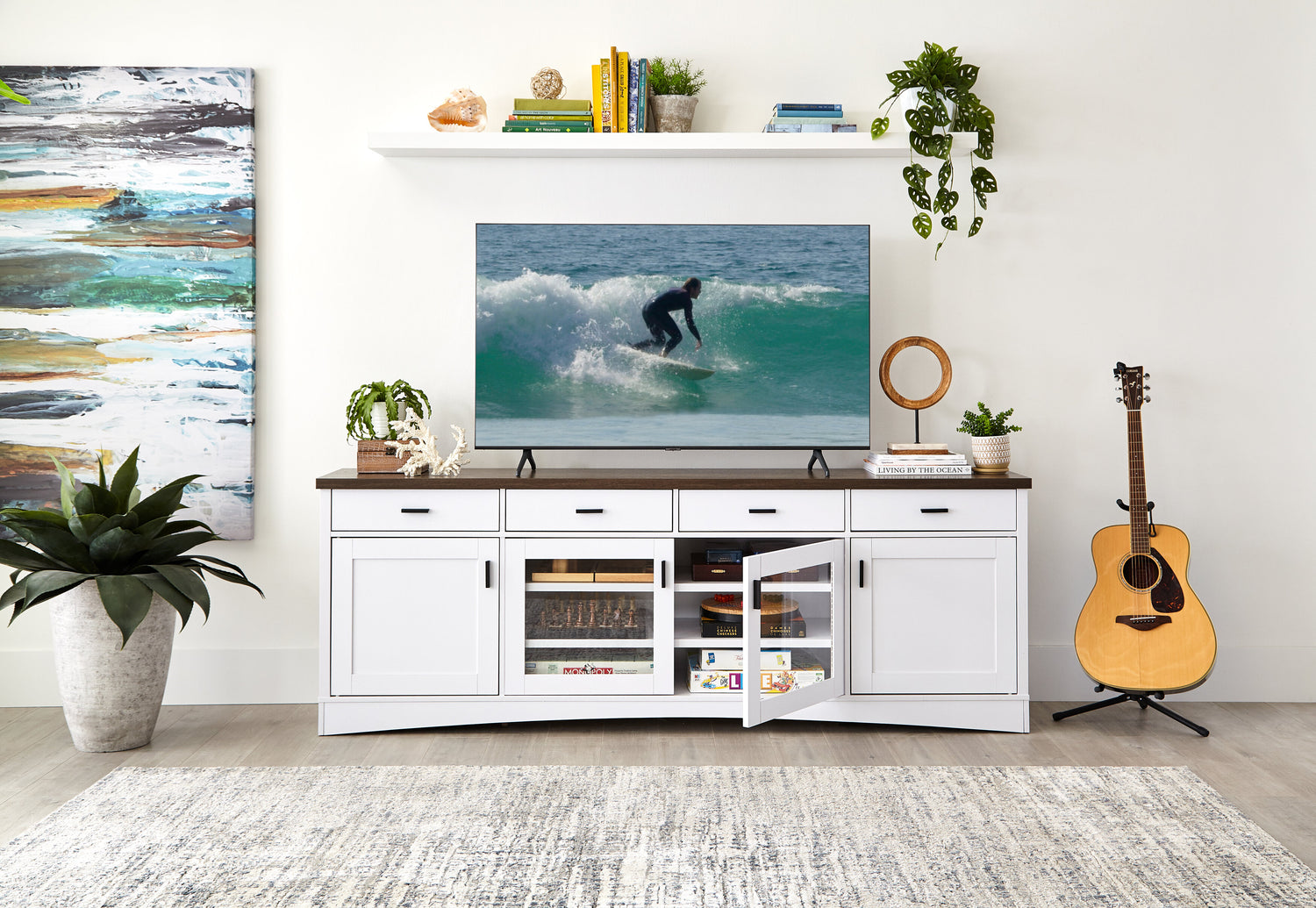 Emry 84 TV Stand with Storage and Cable Management for TVs up to 9. The Brick