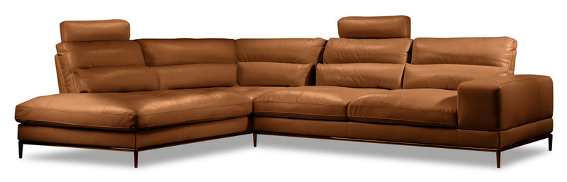 Milan 2-Piece Left-Facing Sectional with Two Headrests - Brown 
