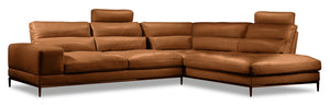 Milan 2-Piece Right-Facing Sectional with Two Headrests - Brown