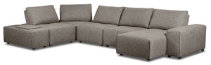 Modera 7-Piece Linen-Look Fabric Modular Sectional with 1 Console - Grey