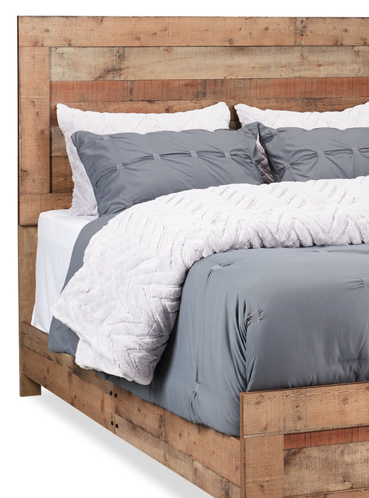 Mojave Panel Bed with Headboard & Frame, Rustic, Brown - King Size