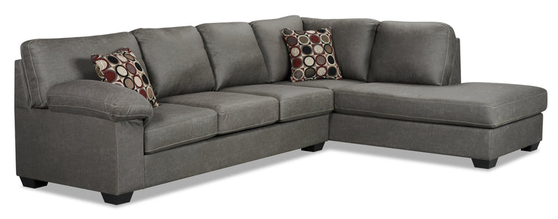 Morty 2-Piece Leather-Look Fabric Right-Facing Sofa Bed Sectional - Grey 