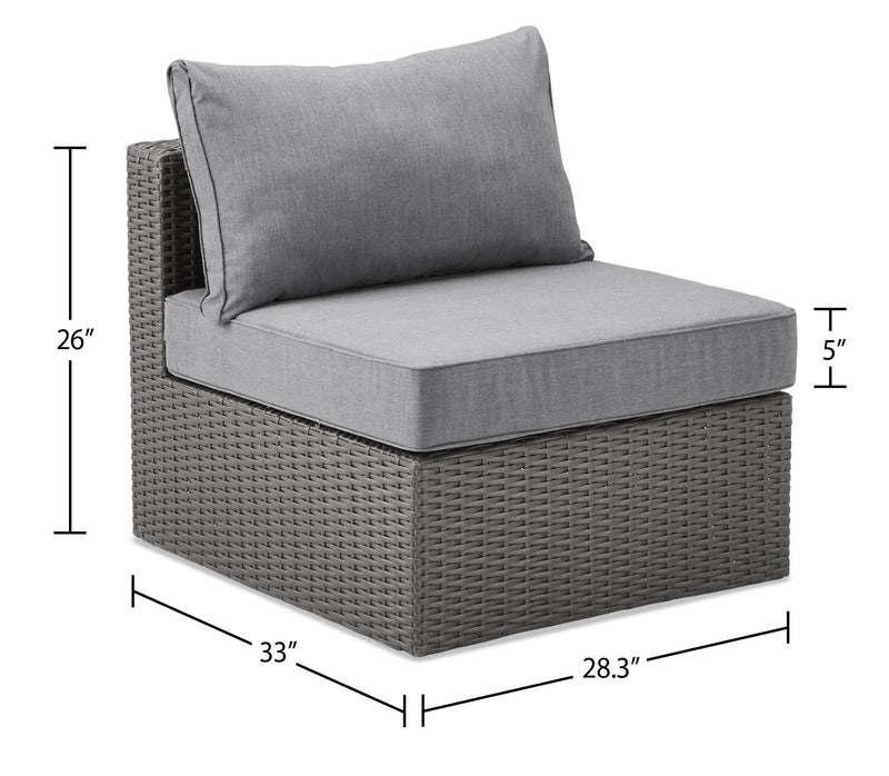 Morris 5-Piece Outdoor Patio Set with 3 Corner Chairs & 2 Armless Chairs - Hand-Woven Resin Wicker, Olefin Fabric, UV & Weather Resistant - Grey