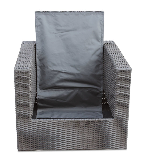 Morris Outdoor Patio Storage Chair - Hand-Woven Resin Wicker, Olefin Fabric, UV & Weather Resistant - Grey