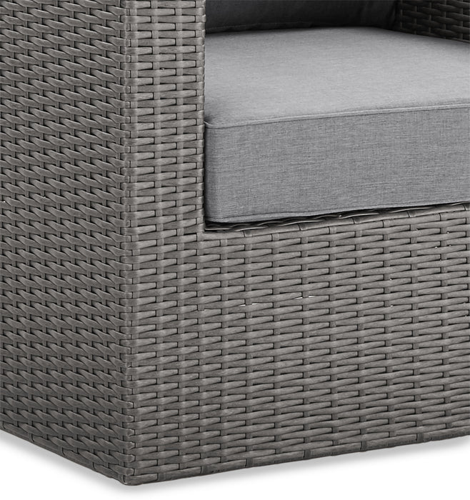 Morris Outdoor Patio Storage Chair - Hand-Woven Resin Wicker, Olefin Fabric, UV & Weather Resistant - Grey