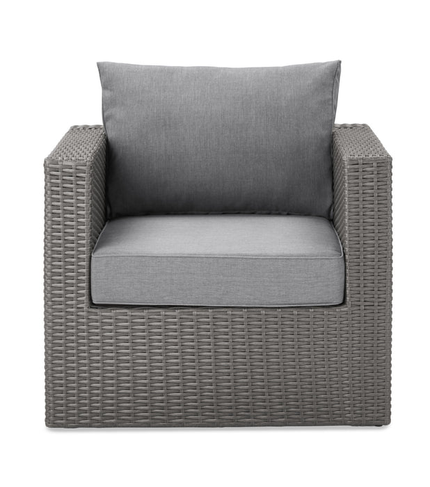 Morris Outdoor Patio Storage Chair - Hand-Woven Resin Wicker, Olefin Fabric, UV & Weather Resistant - Grey