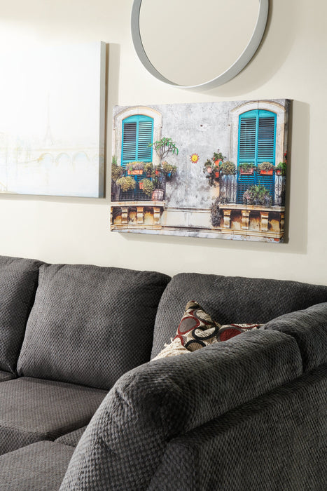 Made in Canada Morty 2-Piece Right-Facing Chenille Fabric Sectional with Sofa and Accent Pillows - Grey