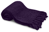 Knit Throw with Tassels - Purple