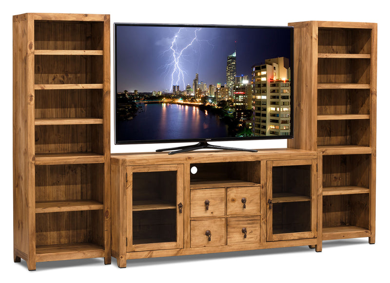 Santa Fe Rusticos 103\" 3-Piece Entertainment Centre with Storage and Cable Management for TVs up to 65\"- Pine