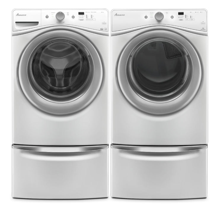 Amana 4.8 Cu. Ft. Front Load Washer and 7.4 Cu. Ft. Gas Dryer - White