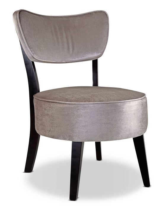 LAD Velvet-Look Fabric Armless Accent Chair – Soft Grey