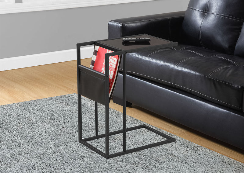 Durham Accent Table with Magazine Rack – Black