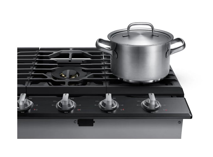 Samsung 36\" 5-Burner Smart Gas Cooktop with 22K BTU Dual Power Burner + Griddle & Wok Grate - Black Stainless Steel - NA36N7755TG/AA