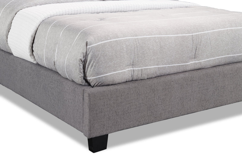 Naya Upholstered Bed in Grey Fabric, Tufted - King Size