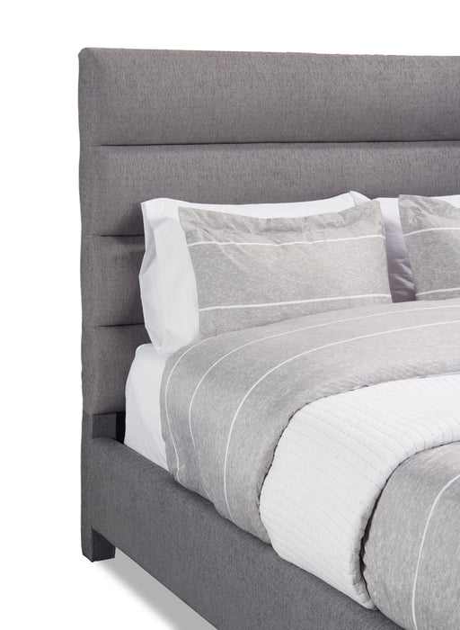 Naya Upholstered Bed in Grey Fabric, Tufted - King Size