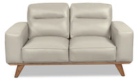 Kai Genuine Leather Loveseat – Silver