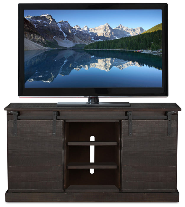 Tortosa 65” TV Stand with Barn Doors – Charred Oak