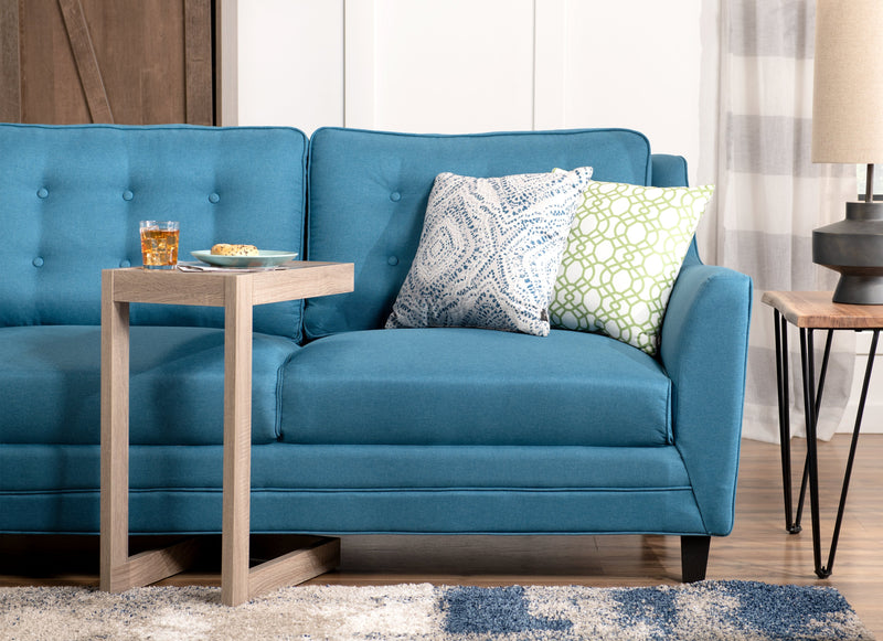Novalee 75.5\" Linen-Look Sofa with Flared Arms and Button Tufting - Blue