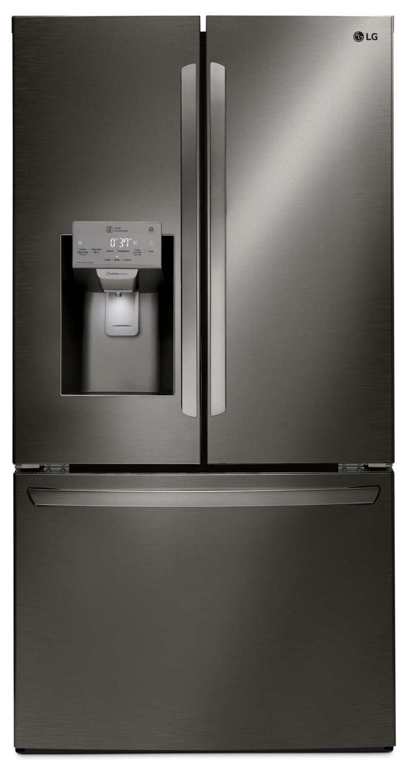 LG 28 Cu. Ft. 3-Door French-Door Refrigerator – LFXS28968D - Refrigerator with Exterior Water/Ice Dispenser, Ice Maker in Black Stainless Steel