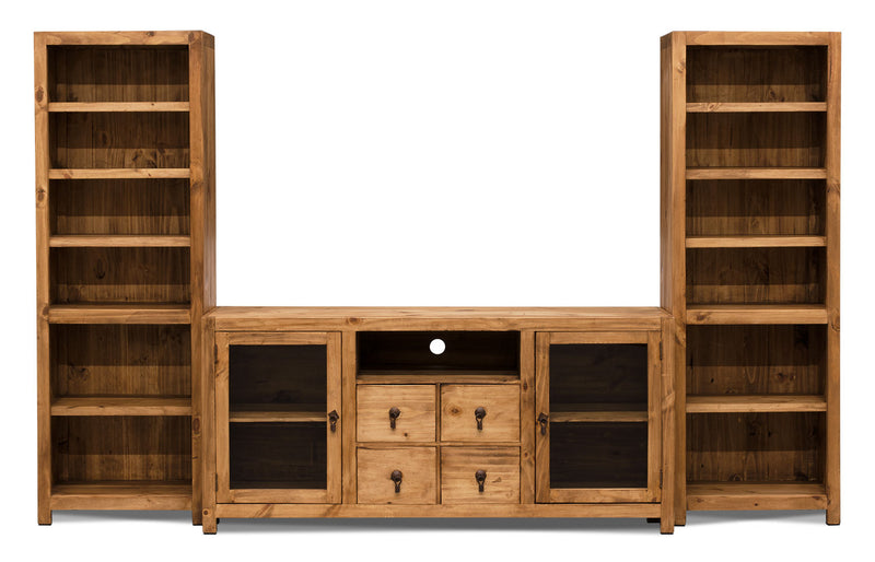 Santa Fe Rusticos 103\" 3-Piece Entertainment Centre with Storage and Cable Management for TVs up to 65\"- Pine