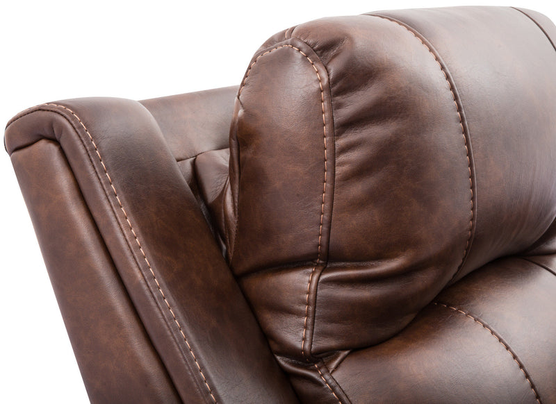 Kory Leather-Look Fabric Power Reclining Sofa – Pecan