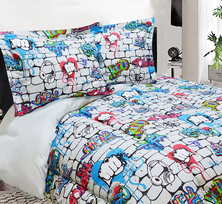 Graffiti Wall 2-Piece Twin Comforter Set