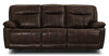 Matt Leather-Look Fabric Reclining Sofa - Walnut