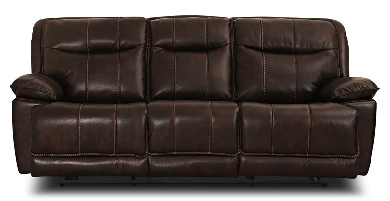 Matt Leather-Look Fabric Power Reclining Sofa – Walnut - Contemporary style Sofa in Walnut