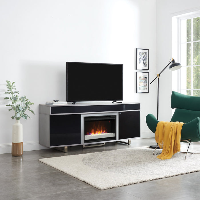 Odesos 72\" Modern Electric Fireplace TV Stand with Storage and Cable Management for TVs up to 80\"- Grey