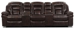 Leo 5-Piece Leath-Aire® Fabric Home Theatre Reclining Sectional - Walnut