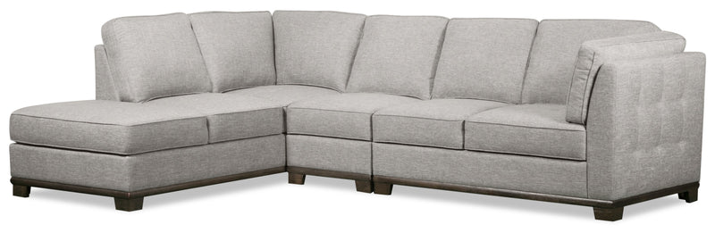 Oakdale 3-Piece Linen-Look Fabric Left-Facing Sectional - Light Grey 
