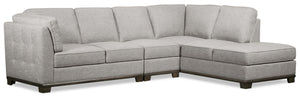 Oakdale 3-Piece Linen-Look Fabric Right-Facing Sectional - Light Grey